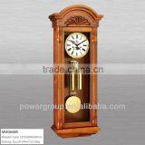 Solid Wood Wall Clocks White&Golden Dial Rotating Pendulum and Melody Music High Quality MW3648R thumbnail-1