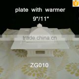 hotel and restaurant 9"/11" square shape bone china plate with warmer