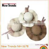 Fashion Brown Color Wide Paper Straw Floopy Waves Hat thumbnail-3