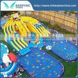 3 Lane Giant Cheap Inflatable Pool Water Slide For Adult