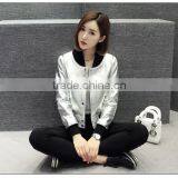 Wholesale Real Sheepskin Leather Jackets Metallic Color Metallic Baseball Uniform thumbnail-2