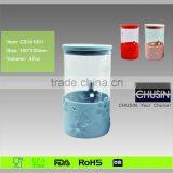 Airtight Glass Storage Pots/ Cans/ Jars With Silicone Sleeve & Lid thumbnail-1