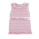 2016 wholesale strip cotton ruffle baby vest children clothing overseas oem service girls top design