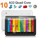 10.1 Inch Android Tablet PC A33 Quad Core Android 4.4 1GB Ram 8GB Rom 1024*600 2.0MP 6000Mah Battery
