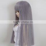 New Arrival Long Silky Straight Smoke Purple Doll Wig With Full Bangs thumbnail-2