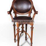 American Style Antique Solid Wood Frame Leather Bar Chair thumbnail-1
