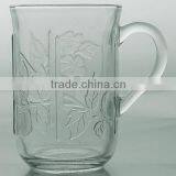 Embossed Flower Logo Glass Mug Transparent Glass Mug Cheap Glass Mug thumbnail-6