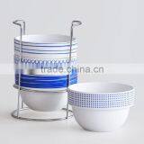 4pcs Stackable Ceramic Bowl With Iron Rack & Decal Printing,cups thumbnail-4
