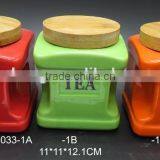 Screw Cap Sealing Jar Green/Orange/Yellow Ceramic Kitchen Canisters thumbnail-5