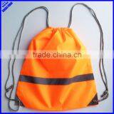 Cheap Promotional Orange 190T Polyester Draw String Bag