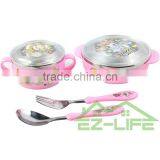 Shockproof Stainless Steel Baby Feeding Bowls Soup Bowl Spoon and Fork Baby Tableware Set thumbnail-3