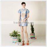 Customized 2015 Top Quality New Design Digital Printing 100% Silk Satin Dresses thumbnail-1