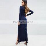 2017 Women Long Sleeve High Neck Maxi Dress With Choker Detail HSd9035 thumbnail-2