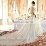 White Champagne Lace Strapless Ball Gown Cathedral/ Royal Train Wedding Dresses thumbnail-2