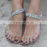 SILVER cz ANKLET Bracelet PAYAL Pair Foot Chain thumbnail-1