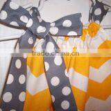 Children's Yellow Chevron and Polka Dot Hem Girls Pillowcase Dresses With Ribbon Childrens Boutique Clothing thumbnail-3