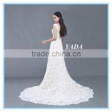 High Quality Italian Lace Cap Sleeve A Line Long Wedding Dress thumbnail-4