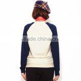 Black and White Raglan Blank Pullover Sweatshirt Top Stitch Sweatshirts thumbnail-3