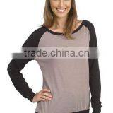 Factory Direct Wholesale Women's Cotton Poly Contrast Raglan Long Sleeve Pullover thumbnail-2