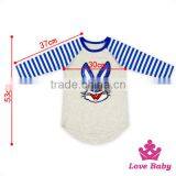 Wholesale 100% Hot Easter Cute Bonny Rabbit Children Kid Cloth Blue Stripe Long Sleeve t Shirt With Sequins thumbnail-6