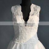 Applique Lace Deep V Neck Wedding Dress thumbnail-5