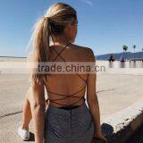 Runwaylover 5050 Ladies Sexy Ladies Crocss Bandage Back Bodysuit thumbnail-1