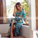 Fashion Women Paisley Print Long Maxi Dress Summer Beach V-Neck Bohemian Dress Apparel thumbnail-2
