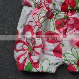 2016 New Baby Girls Kids Pink/green Flower Floral Romper 0-4t Infant Clothing Baby Kids Wear With Matching Headband Set thumbnail-3