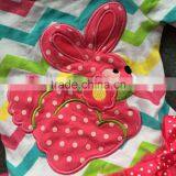 2016 Rainbow Chevron Easter Dress Bunny Dress Baby Girls Clothes Fashion Kids Clothes With Matching Necklace and Shoes Set thumbnail-2