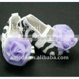 Baby Girl Zebra Crib Shoes With Lavender Rosettes 164A thumbnail-1