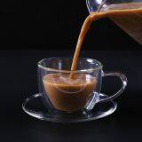 Best Sall Pure Hand Made Small Double Walled Cappuccino Coffee Glass Cup Glass Chocolate &Tea Cup With Saucer thumbnail-1