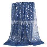 Cotton Polyester Blend Scarves & Wraps Rectangle Silver Blue Feather Scarf Wholesale thumbnail-1