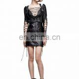 Punk Rave Gothic Fetish Black Slim Synthetic Leather Dress With Deep V-cuts Q-312 thumbnail-6