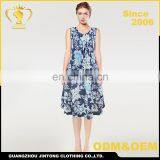 Wholesale Girl Fashion Beautiful Flower Printed Sleeveless Lady Summer Dresses for Mid Aged Women thumbnail-1