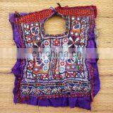 Handmade Banjara Fabric Mirror Work Patches-Indian Banjara Mirror Work Beaded Neck Yock Patches