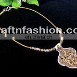 Designer Banjara Style Oxidized Jewellery- Vintage Handicraft Silver Golden Set - Beautiful Golden Silver Pendant thumbnail-6
