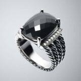 Women Jewelry DY Sterling 925 Silver 16x12mm Black Onyx Wheaton Ring