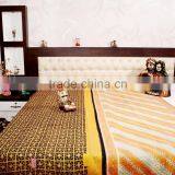 Reversible Flower Prints Bedspread Throw Decorative Vintage Ethnic Bed Cover Queen Size Kantha Work Blanket