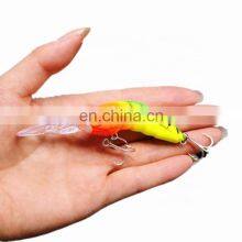 ABS Plastic lifelike 3d Eyes 10cm 13.4g shrimp type Hard Minnow Lure with Blood  hook