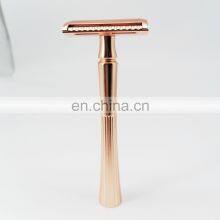 Skin Care Reusable Sustainable Eco Friendly Stainless Steel Rose Gold Double Edge Safety Shaving Razor thumbnail-3