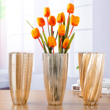 Gold Vertical Glass Vase Home Decoration Desktop Flower Container For Christmas Party thumbnail-4