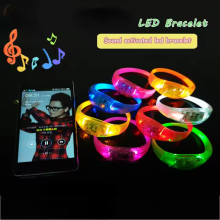 Customizable Event Light-Up Silicone Sound Activated LED Bracelet Features LED Flashing for Concert Parties Christmas Halloween thumbnail-3
