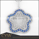 CYW custom metal pendant charms 925 silver gems pentagram sterling silver star necklace pendant