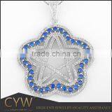 CYW Custom Metal Pendant Charms 925 Silver Gems Pentagram Sterling Silver Star Necklace Pendant thumbnail-1