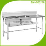 Chinese Manufacturer Restaurant Commercial Stainless Steel Industrial Kitchen Sink Bench BN-S07/08