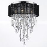 Modern Contemporary Black Crystal Chandelier Ceiling Light Lamp Lighting with Fabric Shade CZ1051/4B