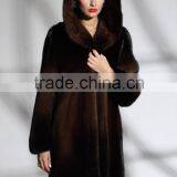 Mk14098 Transitional Short Mink Fur Coat With Hood