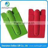 Small MOQ Promotion Gift Multipurpose Silicone 3M Sticky Phone Wallet With Stand thumbnail-1