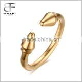 Stainless Steel Gold Plated Open Cuff Knuckle Midi Finger Ring for Women