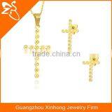 Hot Fashion Cross With Crystal Set Stainless Steel Necklaces and Earrings Set thumbnail-1